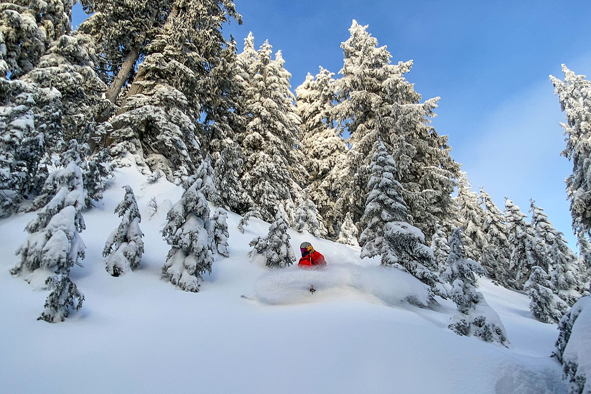 Norrona Trollveggen hardshell jacket (deep snow in trees)